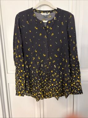 Woolrich Black Blouse with Yellow Floral Print